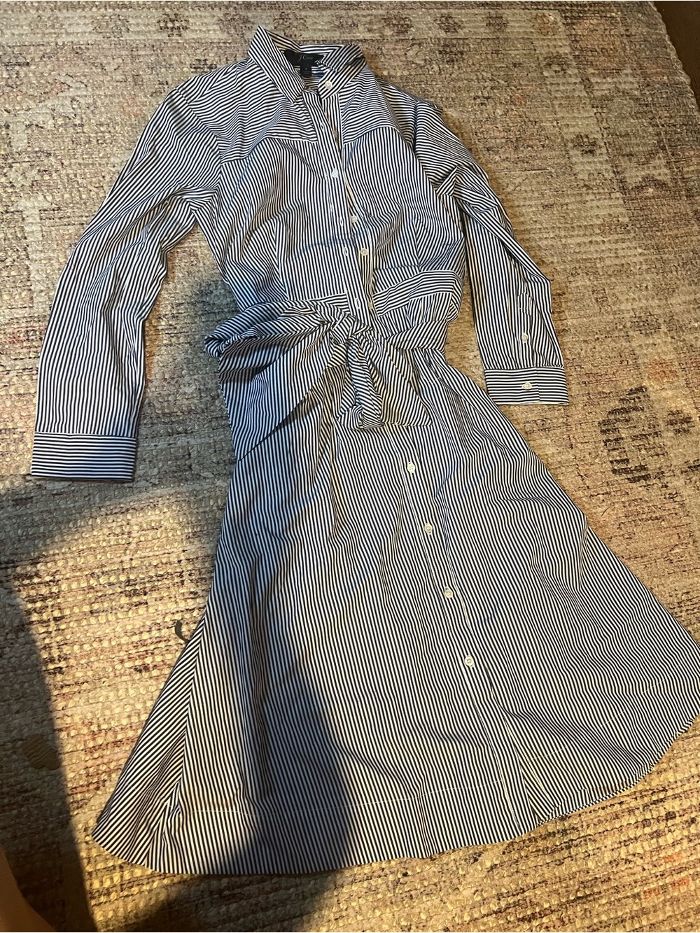 J.Crew Tie-Waist Shirt-Dress in Stripe Size 4